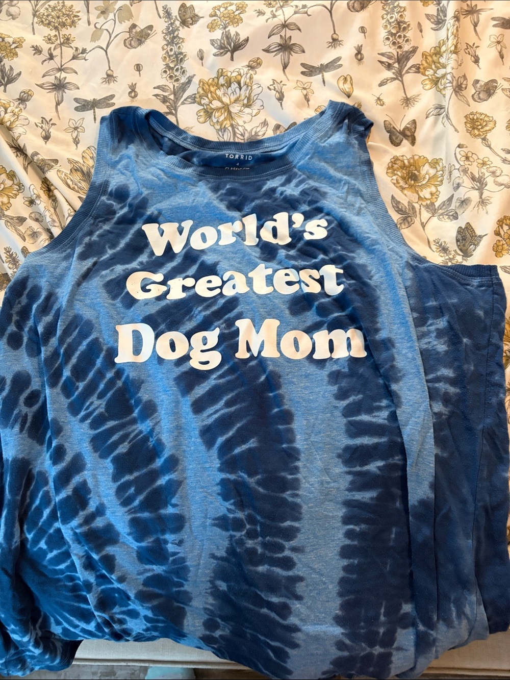 Torrid Blue Tie-Dye "World's Greatest Dog Mom" Tank Top